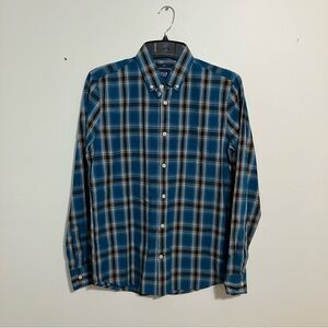 GAP Mens Small Slim Fit Blue Yellow Button Up Long Sleeve Dress Shirt-Worn Once